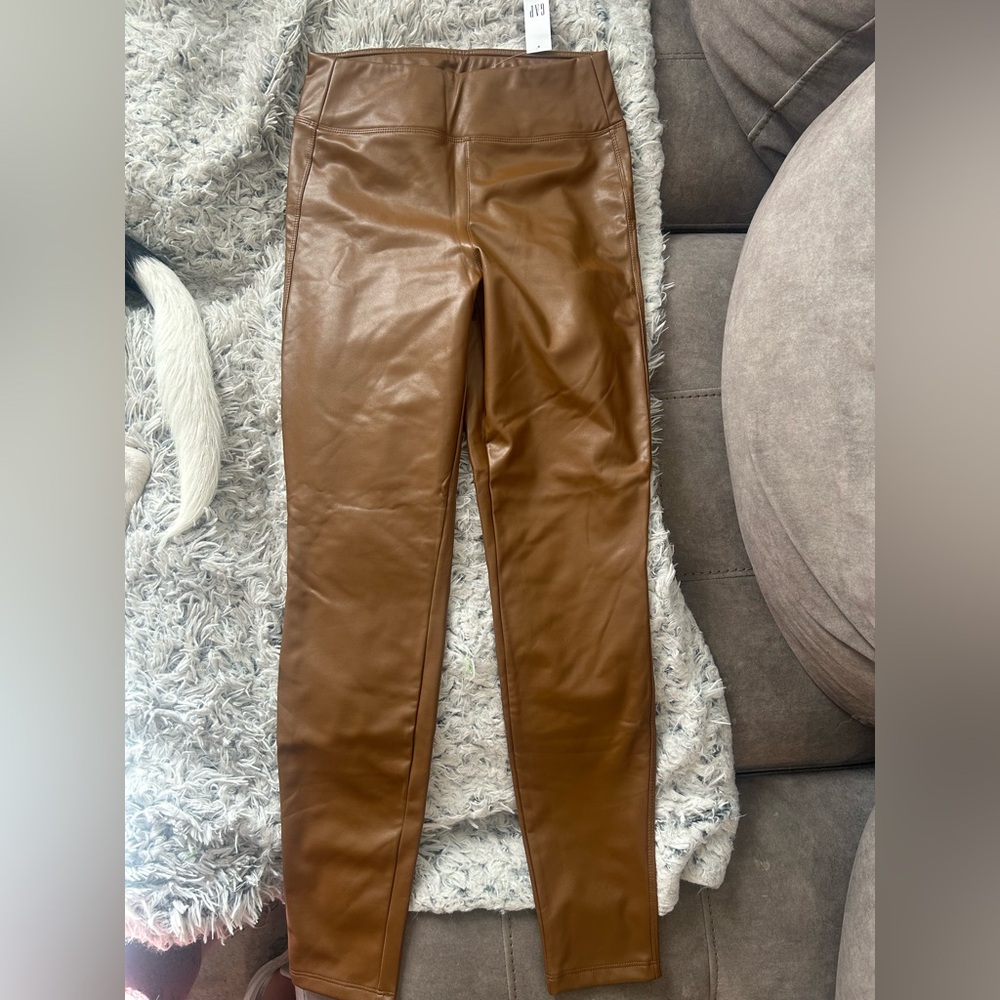 Faux, leather black leggings